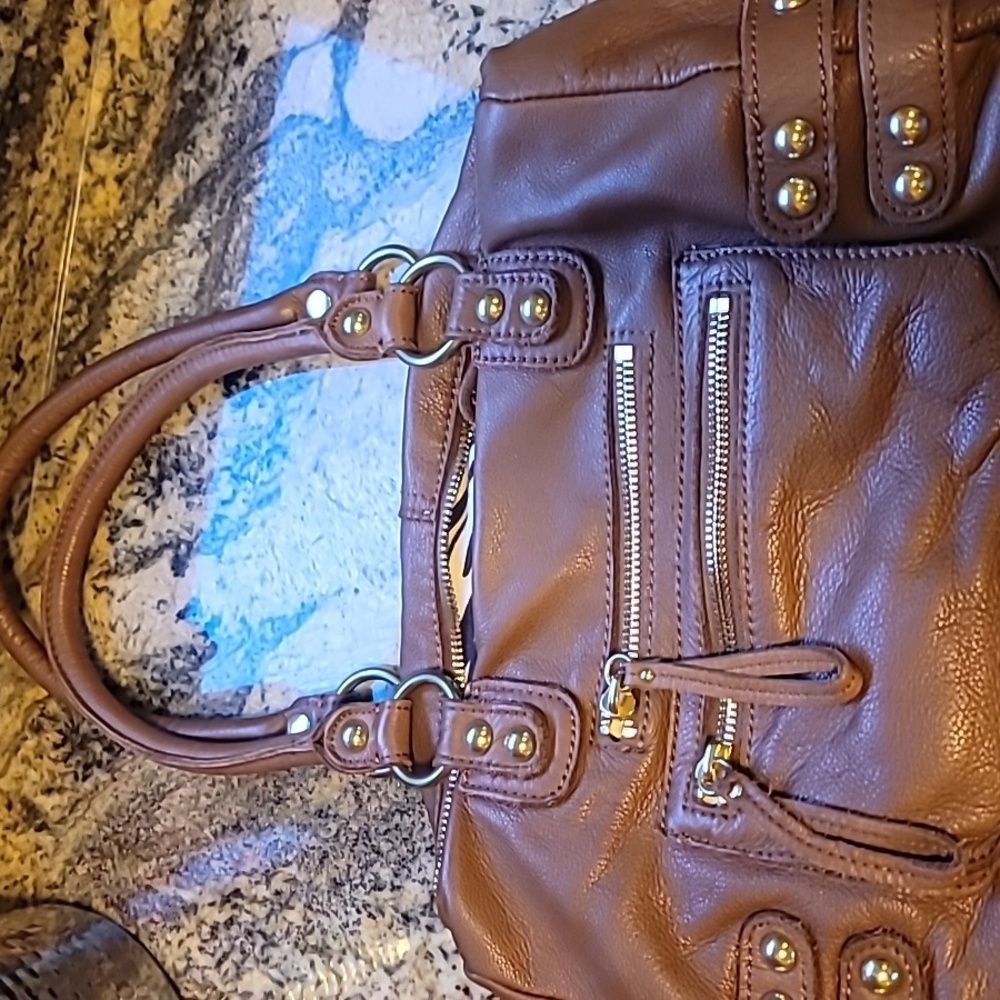 Linea Pelle Metallic Brown Satchel